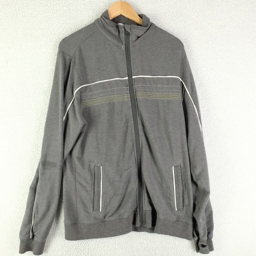Lululemon Jacket Mens Large Gray Striped Athletic Full Zip Stretch Track